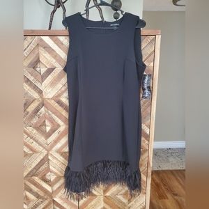 NWT NINA LEONARD LBD FEATHERED HEMLINE SZ 12